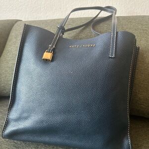Marc Jacobs Navy Leather Handbag with Gold Accents